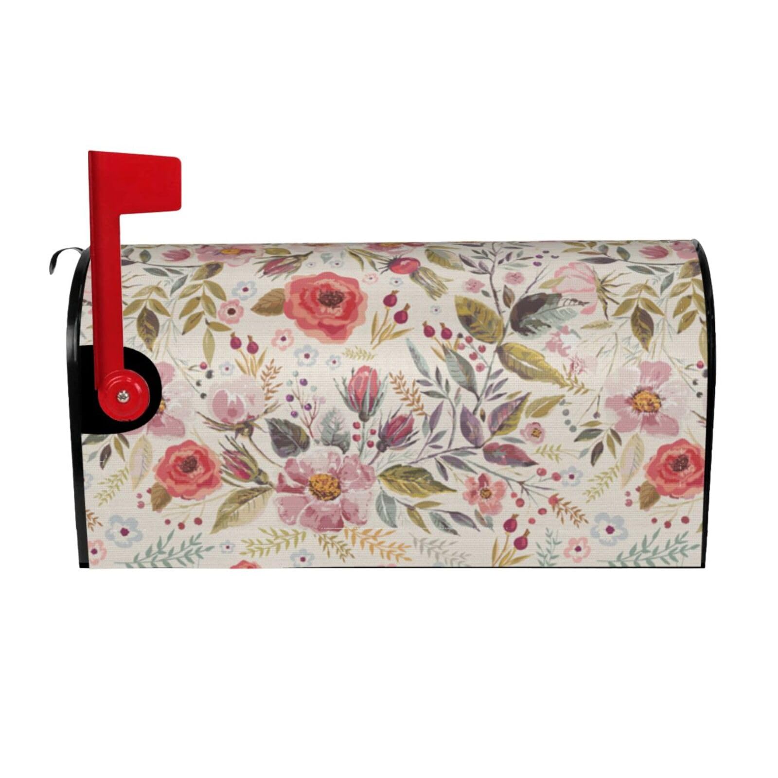 Flower Leaf Print Mailbox Cover Wraps Post Letter Box Cover Decor For Outside Garden Yard Farmhouse Home