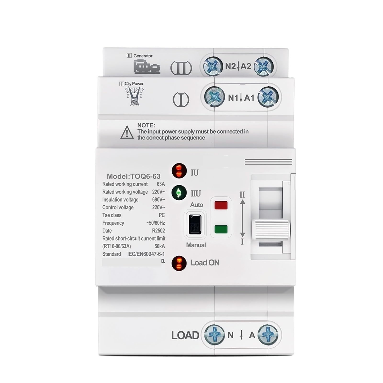 Inverseur automatique double alimentation 220V commutation rapide 63A - 5