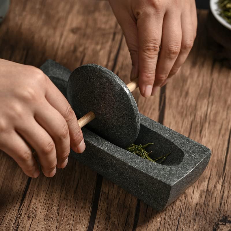 Miniatura 3 de Rodillo de piedra azul, molienda de té en la dinastía Song, mortero de piedra pequeño, rodillo, producción de polvo de té matcha, molienda de pastel