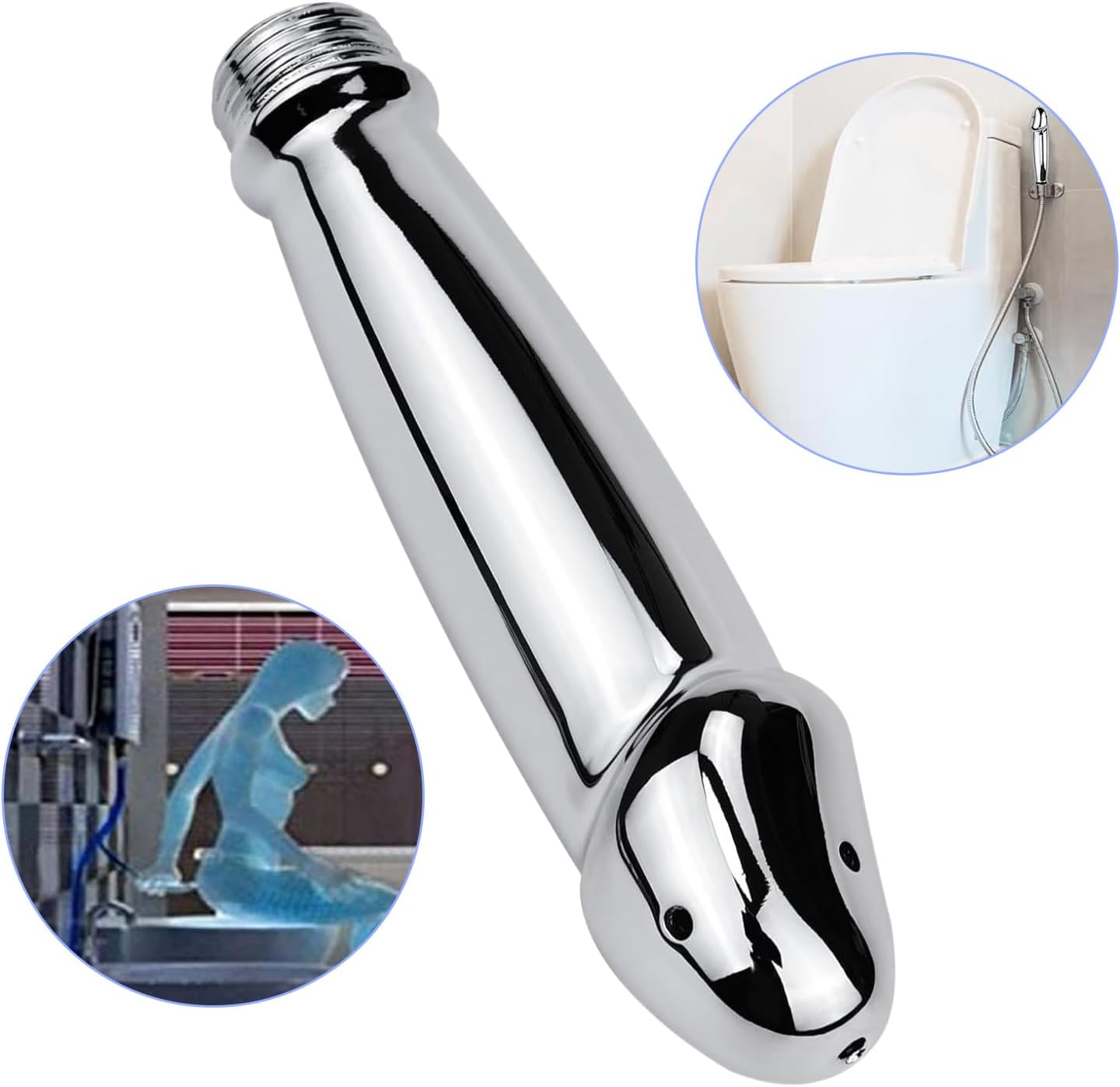 Aluminum Shower Cleaner Enema Douche System,Handheld Water Shower Nozzle Anal Rinse Vaginal Cleaning Kit for Men and Women + Velvet Carry Bag