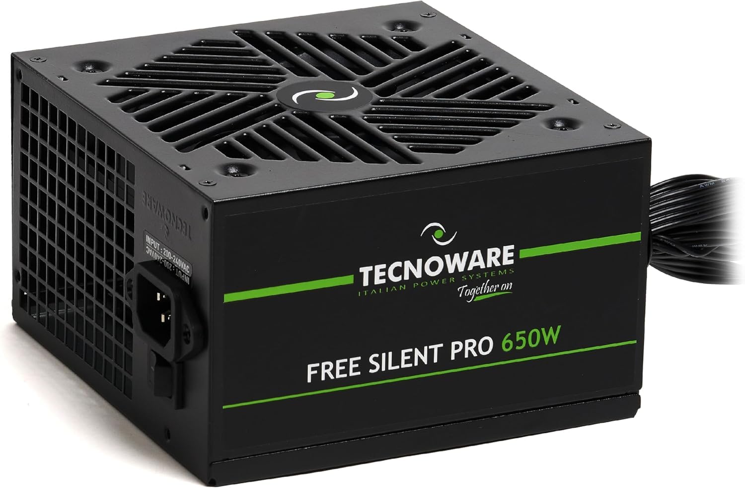 Tecnoware Netzteil Free Silent PRO 650 für erweiterte PCs mit NVIDIA GeForce GTX - RTX Grafikkarte, leiser Lüfter, PCI-E Anschlüsse, CPU 4+4, SATA, Molex