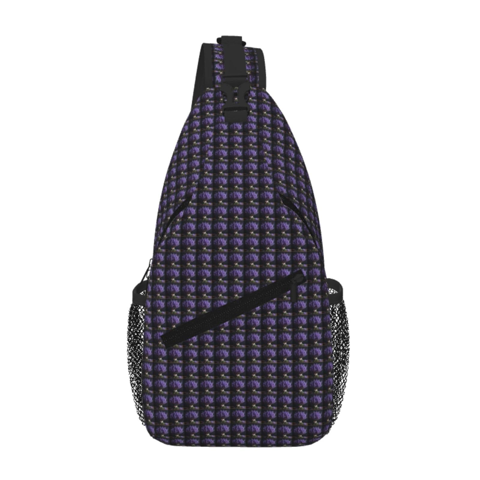 Bolsa de pecho cruzada elegante con estampado diagonal de lavanda 8