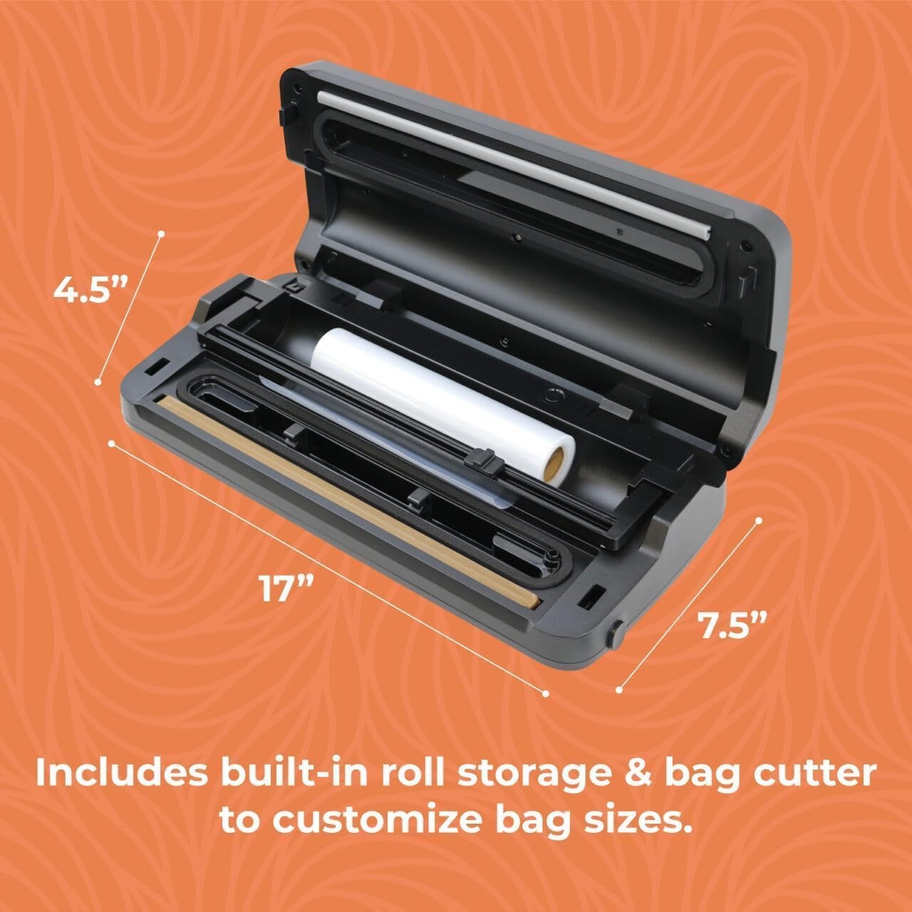 VacMaster Sidekick Compact Vacuum Sealer & Small Canister - with Dual Piston Pump, Built-In Roll Storage & Bag Cutter, Wet & Dry Food Sealing, Hose for Canisters & Mason Jars, 12” Seal Bar, 110V
