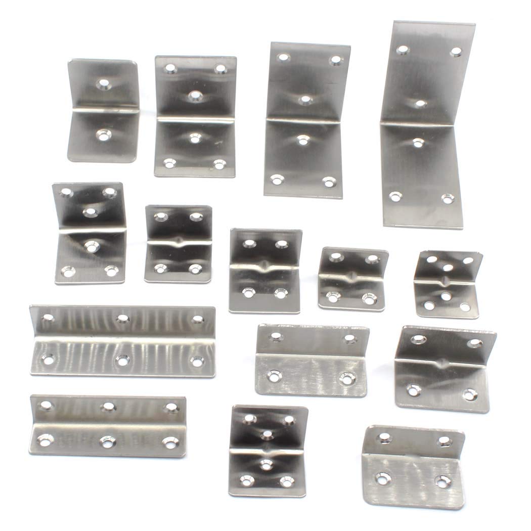 Supporti angolari in acciaio inossidabile a forma di L per scaffali in legno, 8 unità, 40 x 40 x 40 mm