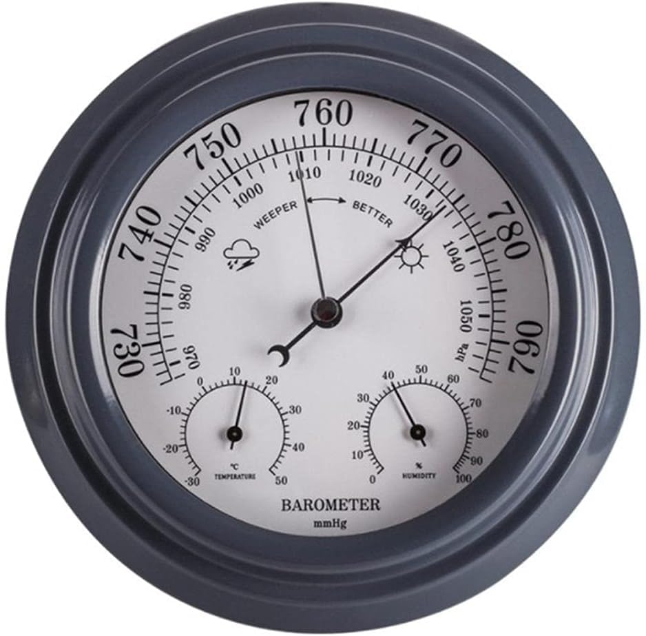 Outdoor Weather Barometer - Home Garden Weather Station Instrument, Accurate Grey Barometer for Climate Monitoring, Stylish Design for Home & Garden Use