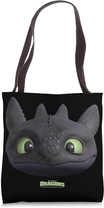DreamWorks Dragons Toothless Night Fury Big Face Costume 3D Tote Bag