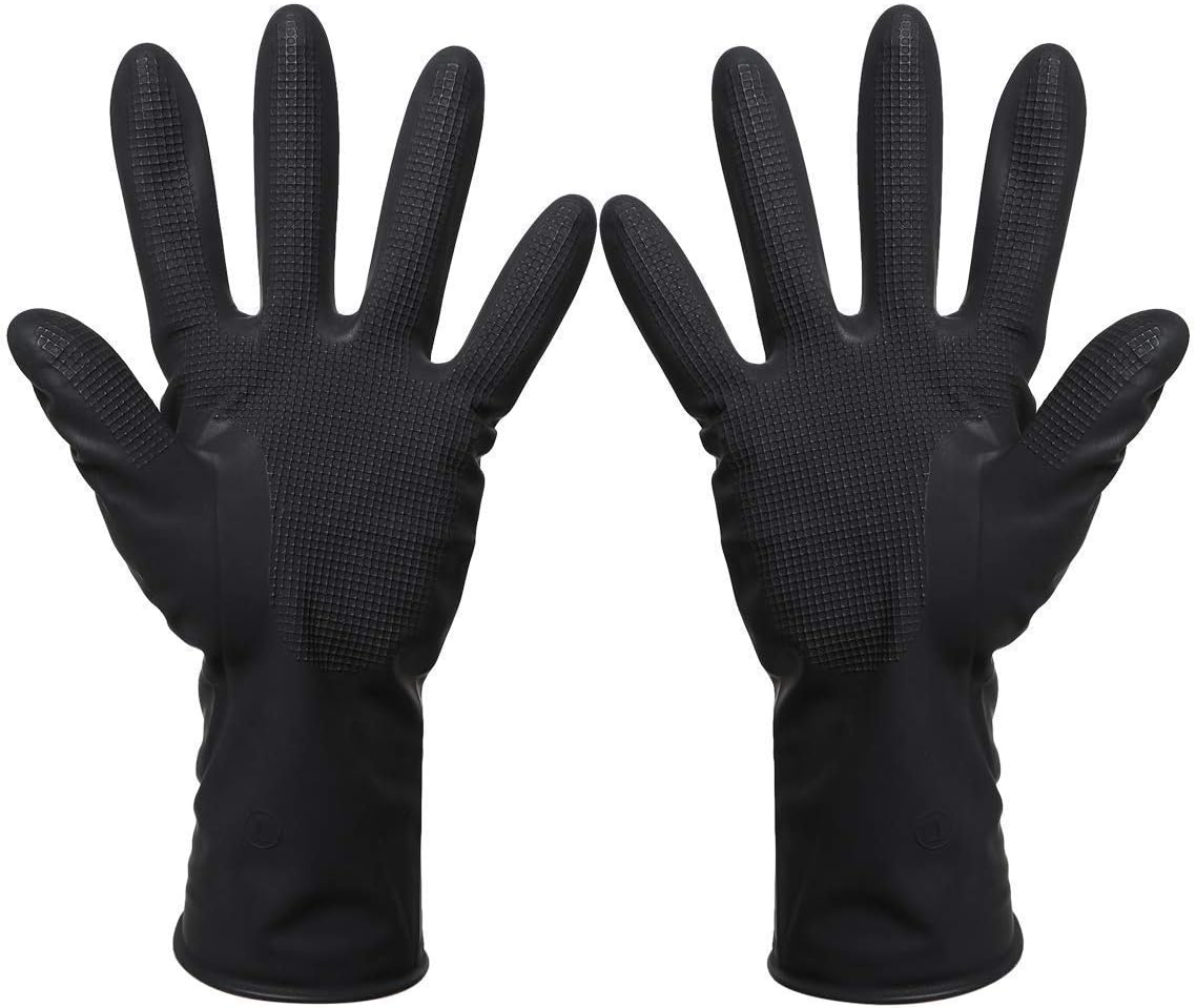 PERFEHAIR Reusable Black Hair Dye Gloves-5 Pairs, Professional Salon Hair Coloring Rubber Gloves, (5 left+5 right), Large