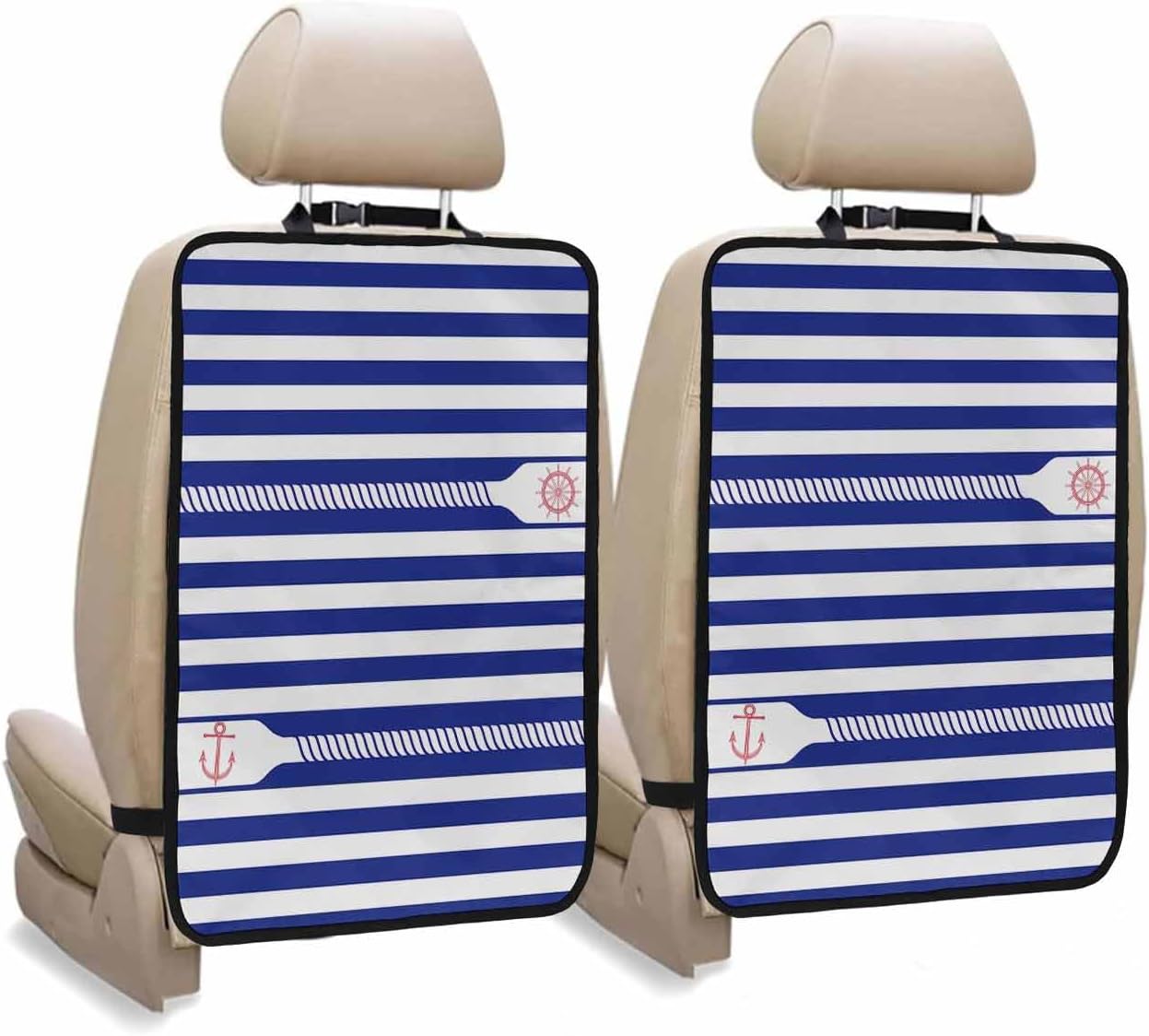 T&H XHome Car Seat Protector, 2 Pack Kick Mats with Organizer - 3 Pocket Storage, Middle Ages Gradient Gold Flowers and Leaves Back Seat Cover for Kids Universal Fit Automotive Interior Protectors