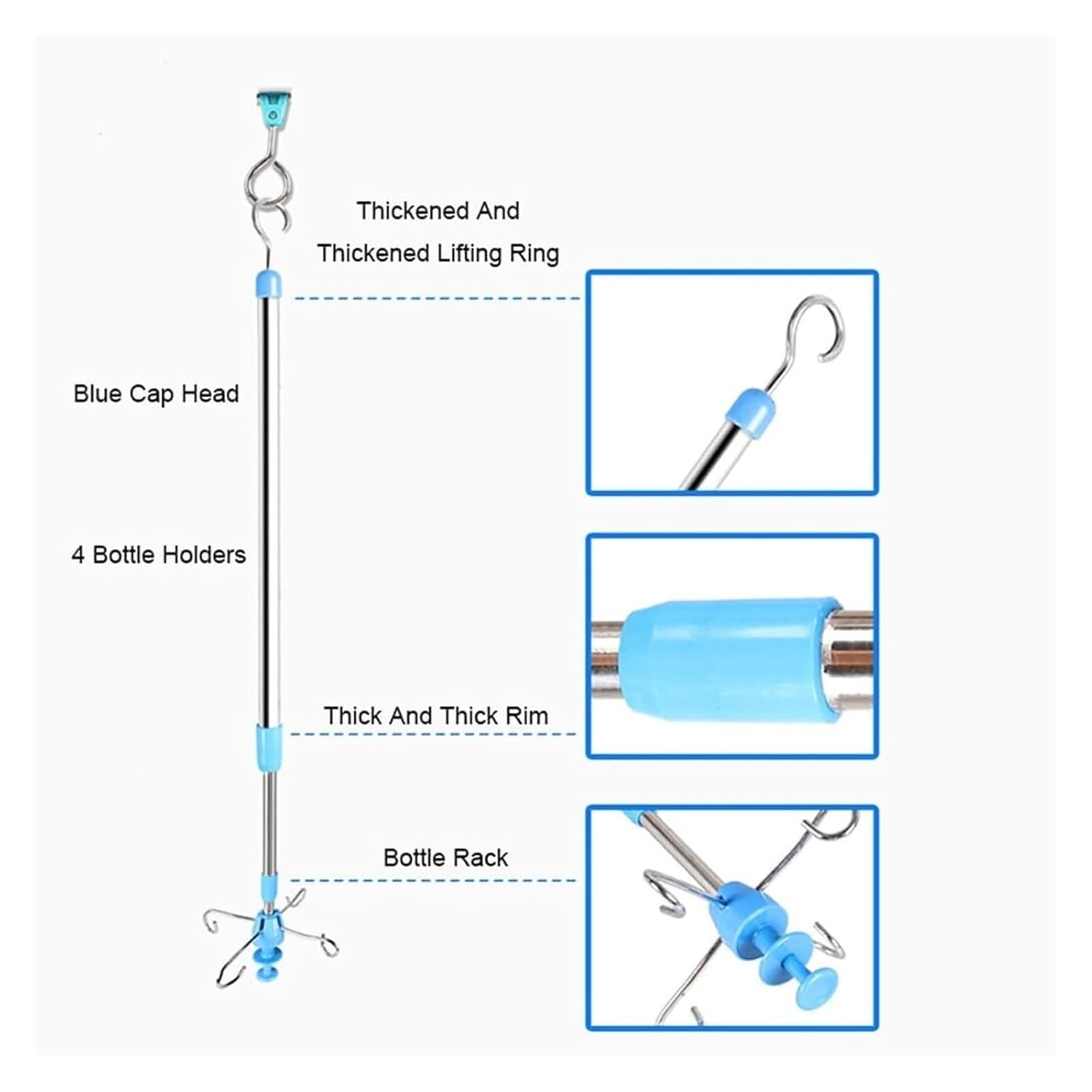 Asta portaflebo portatile con asta portaflebo con puleggia for pareti a soffitto Asta portaflebo sospesa regolabile in altezza for ospedale(1m)