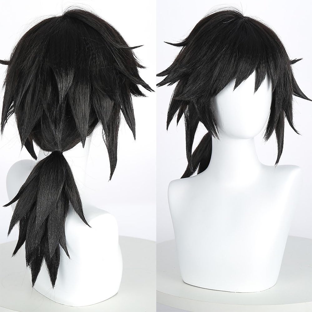 Anime Demon Kimetsu Tomioka Giyuu Disfraces de Cosplay Peluca de tensión Completa de Mitsuri para Accesorios de Kimono de Halloween Uniforme de Traje para niños, XXL