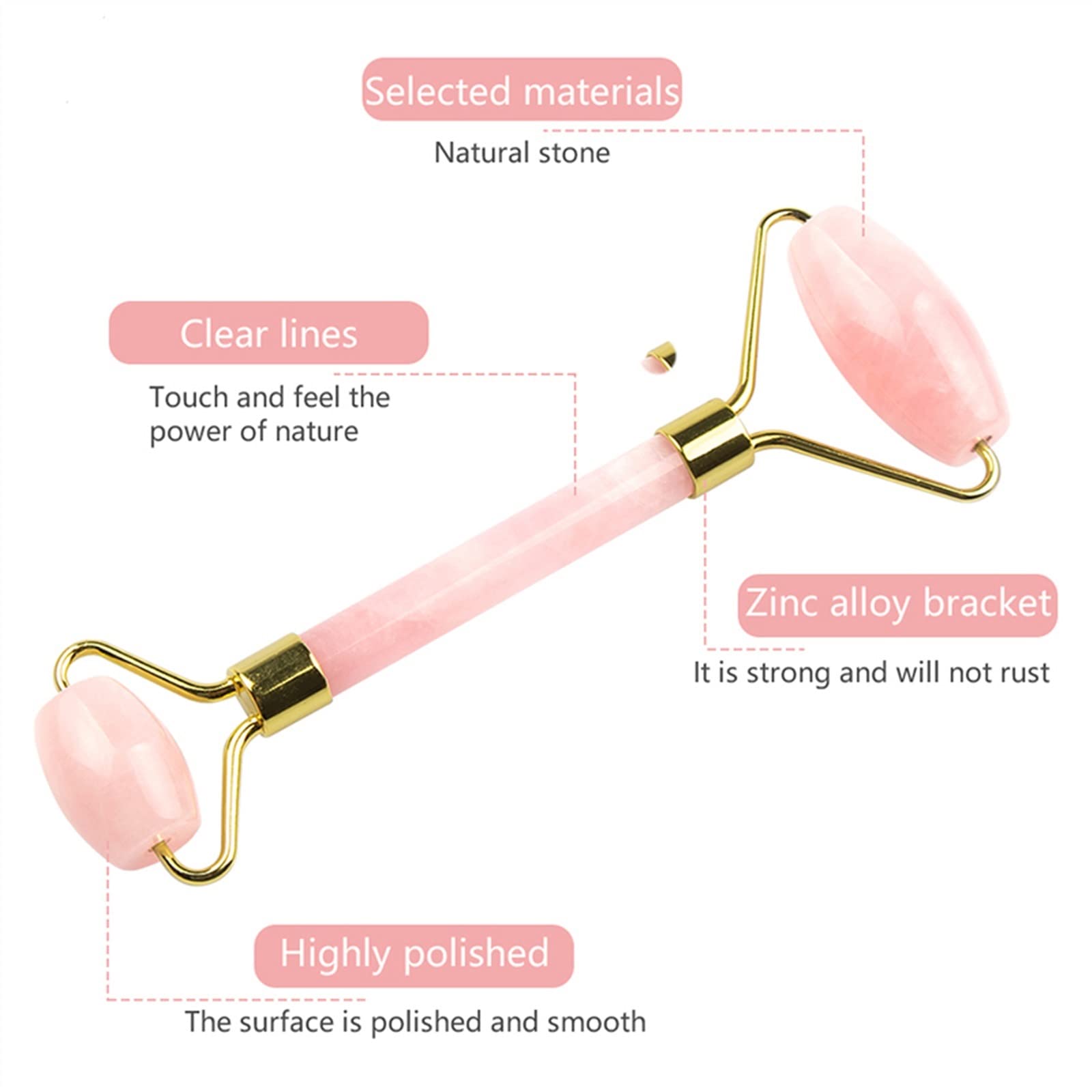 MOBYAT Juego de Rodillo de Cristal y Calabaza portátil for Masaje, Rodillo de Jade Verde, Piedra de Aventura, Accesorio de Belleza, 1 Uds. (Color : 1pc Guasha BoardPink)