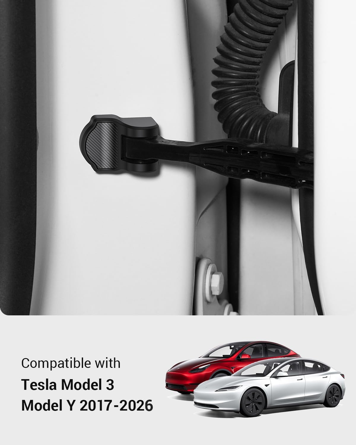 BASENOR 2017-2025 2026 Tesla Model 3 Model Y os?ona zamka drzwi [edycja w?glowa] [nie wymaga ta?my], zatrzaski do drzwi do modelu 3 Y, zestaw 8 szt. (kompatybilny z modelem Y Juniper 2025 2026)