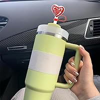 Vista 9 de Tapa de popote de corazón para el día de San Valentín para vaso Stanley Cup de 40 y 30 onzas, accesorios reutilizables de 0.394 pulgadas para popote