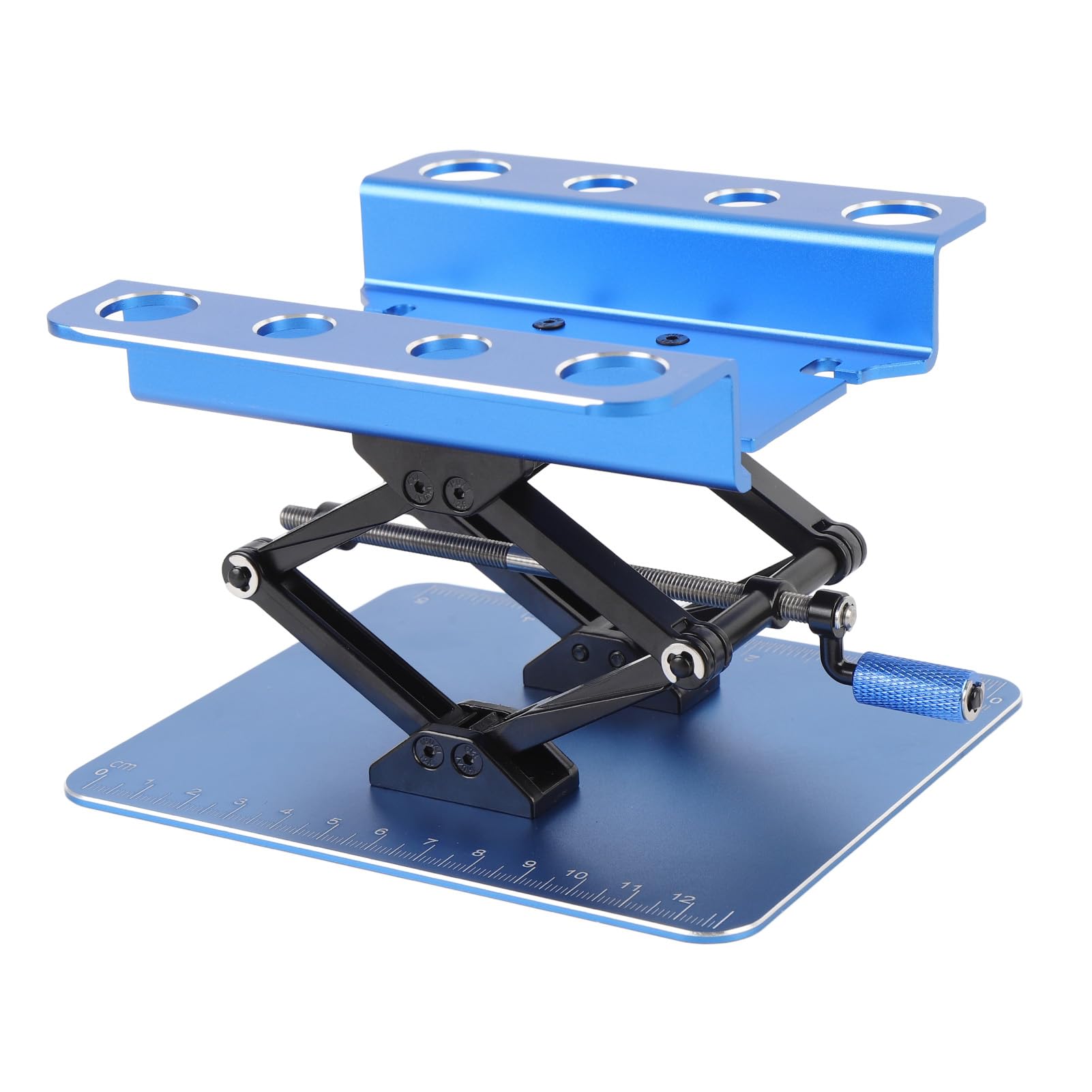 Stojak roboczy do samochodów RC Obrotowa stacja robocza z regulacją wysokości Stabilne podparcie Platforma podnosząca dla modeli samochodów RC w skali 1:8 i 1:10 Symulacja (Niebieski)
