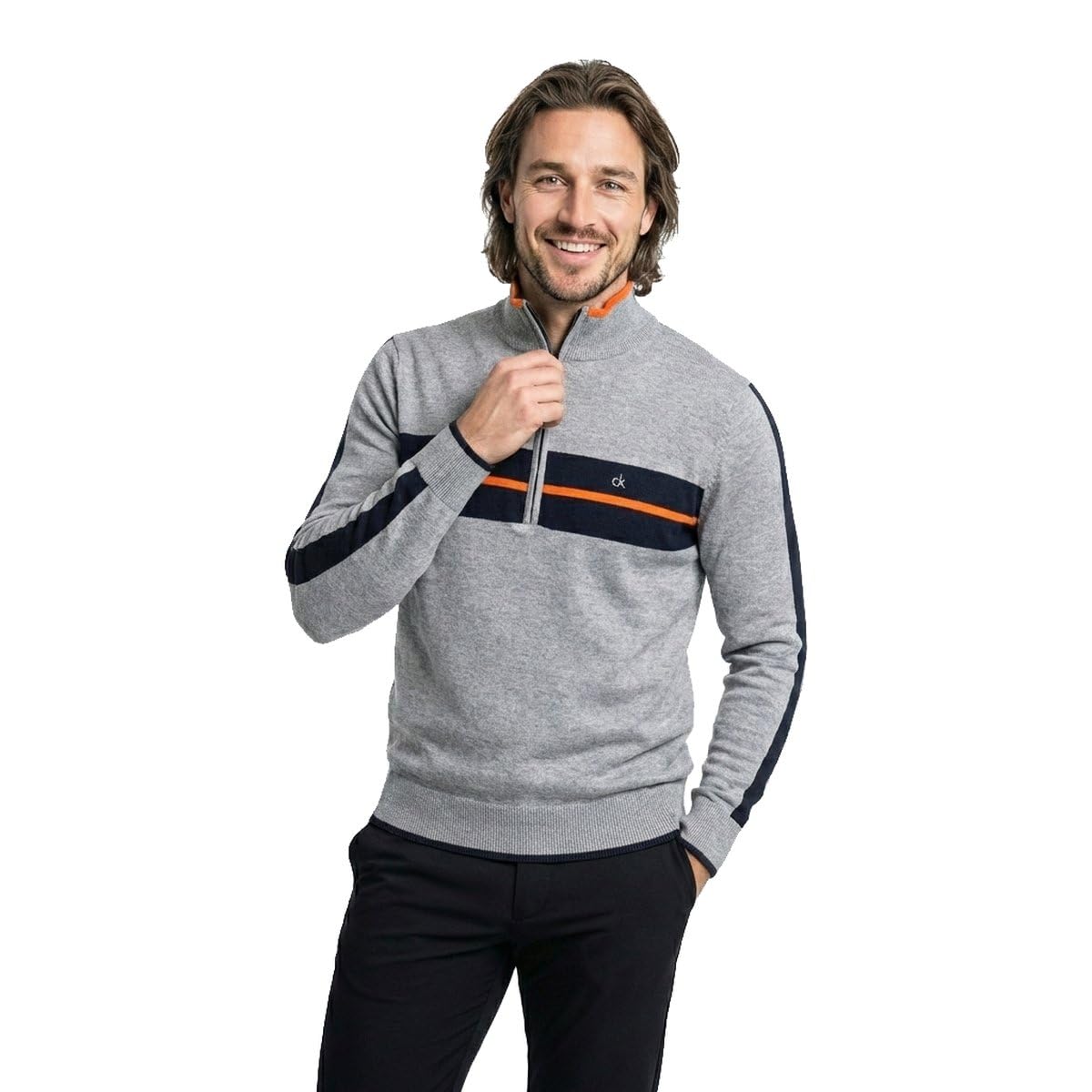 Calvin Klein Uomo 2026 CK Vertex Pullover Golf Mezza Zip Maglione Cotone