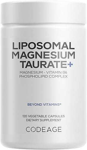 Codeage Suplemento de taurato de magnesio liposomal + - Taurato de magnesio, vitamina B6 como piridoxal 5-fosfato, suministro de 2 meses - Entrega