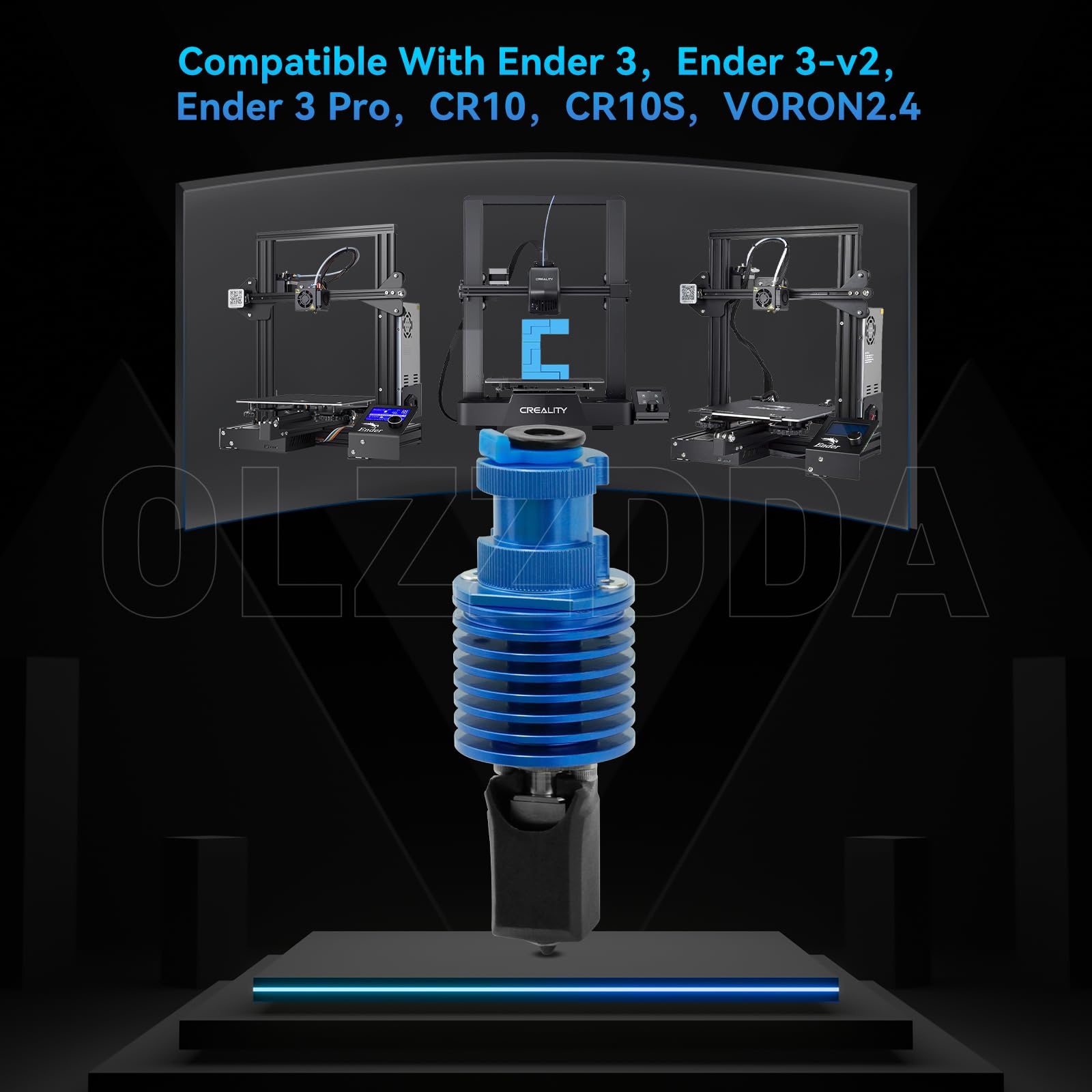 TZ-V6-3.0 Tête d'extrusion bleue V6 Hotend, All Metal Hotend, Kit de mise à niveau Ender 3, Ender 3-v2, Ender 3 Pro Voron 2.4 Prusa i3 MK3S MK3 MK2S Imprimante 3D