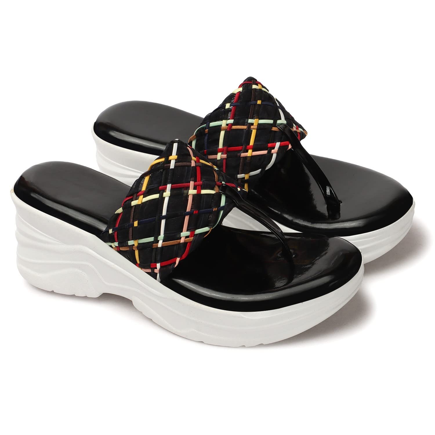 ArranQue Extra Soft Fashionable & Stylish Slippers/High Heels Designer Wedges Sandal for Girls/Women (Black, 37) (B0C5S8Y9SL) Amazon Price History, Amazon Price Tracker