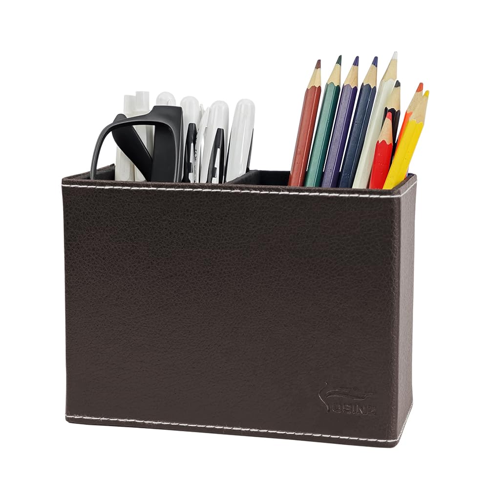Amazon.com: Fosinz Pen Pencil Holder Cup Container PU Leather Desk
