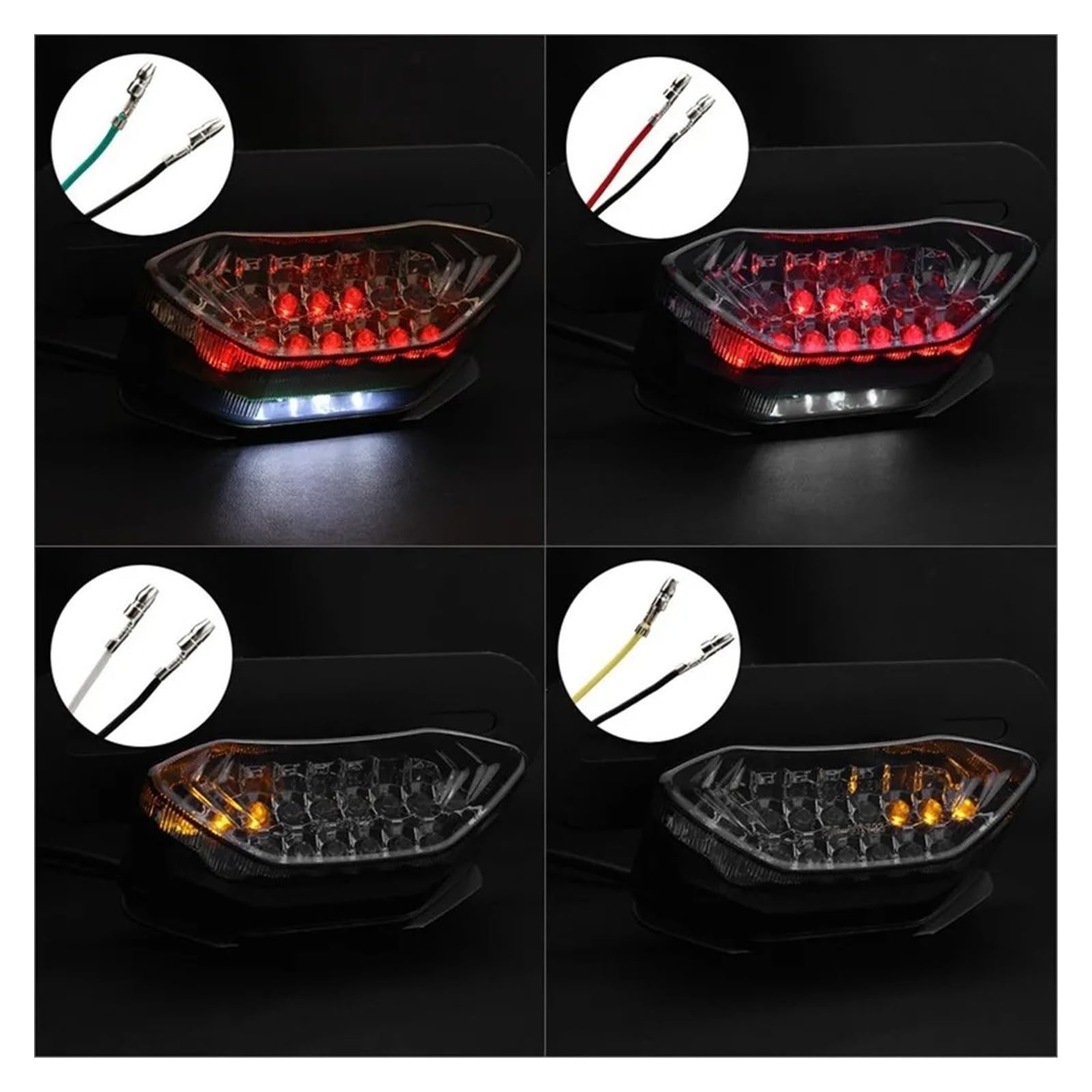 Moto luce freno targa lampada stop Luce targa universale per moto, base nera, indicatore di direzione, coda freno