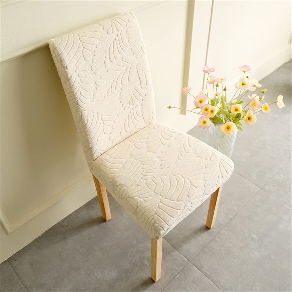 Funda elástica para silla, con estampado de hojas de árbol, protector de silla Parson, extraíble, lavable, sin brazos, respaldo alto, para comedor, boda, restaurante, hotel, beige, 1 pieza