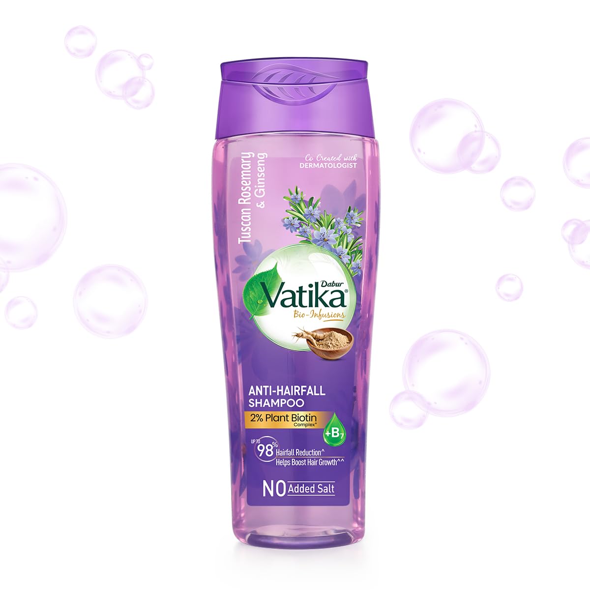 Dabur Vatika Bio-Infusions - 400ml | Anti Hairfall Shampoo | No Added Salt | 98% Reduction in Hairfall | Contains Rosemary & Ginseng | 2% Plant Biotin Complex | For All Hair Types | For Women & Men-picture-21