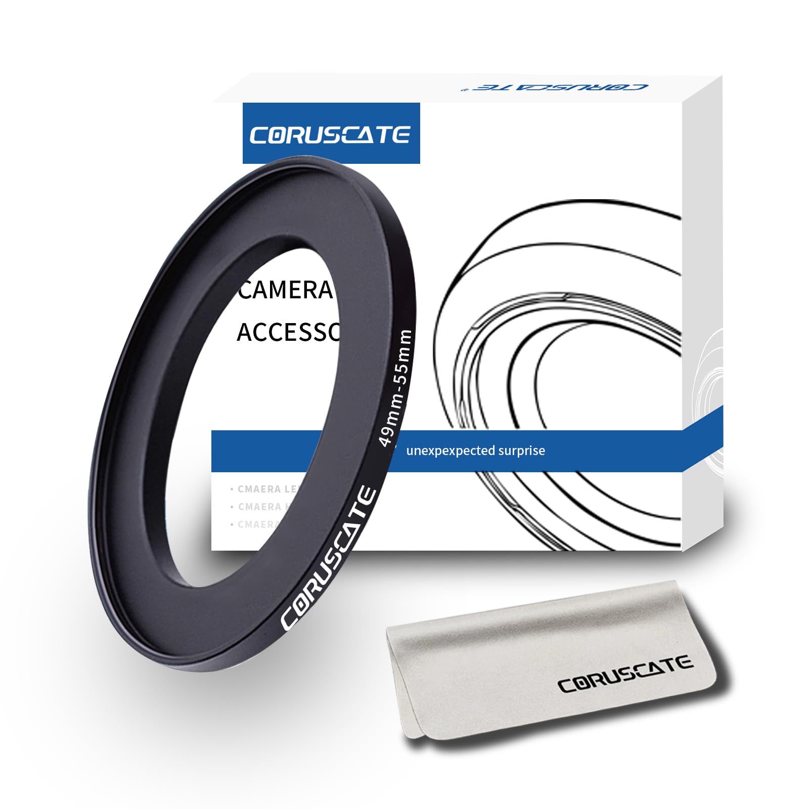 49mm to 55mm Camera Lens Adapter,Change The Filter or Lens Size from 49mm to 55mm.Compatible All 55mm Thread Filter Accessory+1pcs Lens Cleaning Cloth.