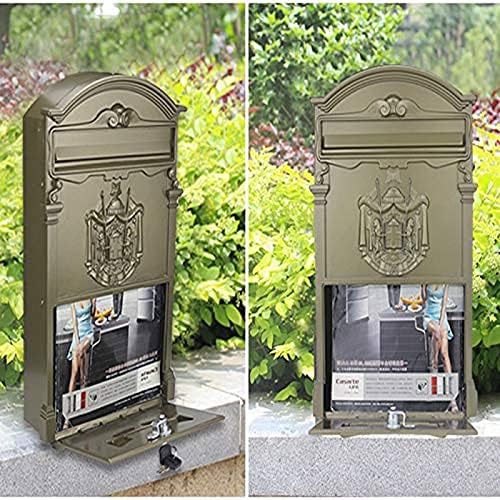 HBJWOV Elegant Wall Mounted Mail Box with Retrieval Door, Keys and Bolts