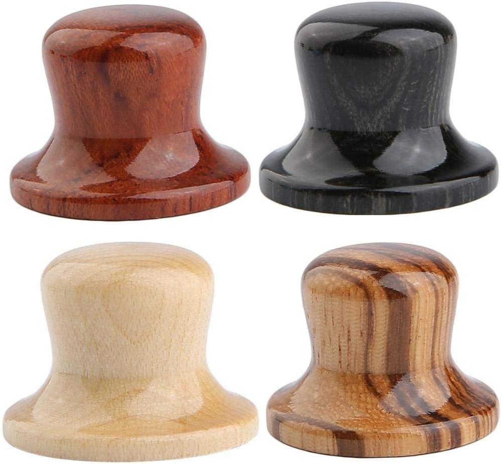 KAISH 4-Pack Wood Knobs Bell Knobs Guitar Bass Top Hat Wood Knobs For Metric Pots Zebra Wood