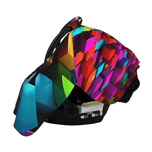 Miniatura 3 de Baby Car Seat Canopy Cover for Mom, Soft Breathable Nursing Breastfeeding Covers Multi Use Stroller Sun Shade Newborn Shower Gift3D Colorful Cubes