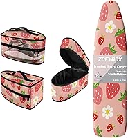 Vista 10 de Juego de funda para tabla de planchar con funda organizadora de hierro, 17 x 49 pulgadas, resistente al calor, 3 correas de sujeción ajustables