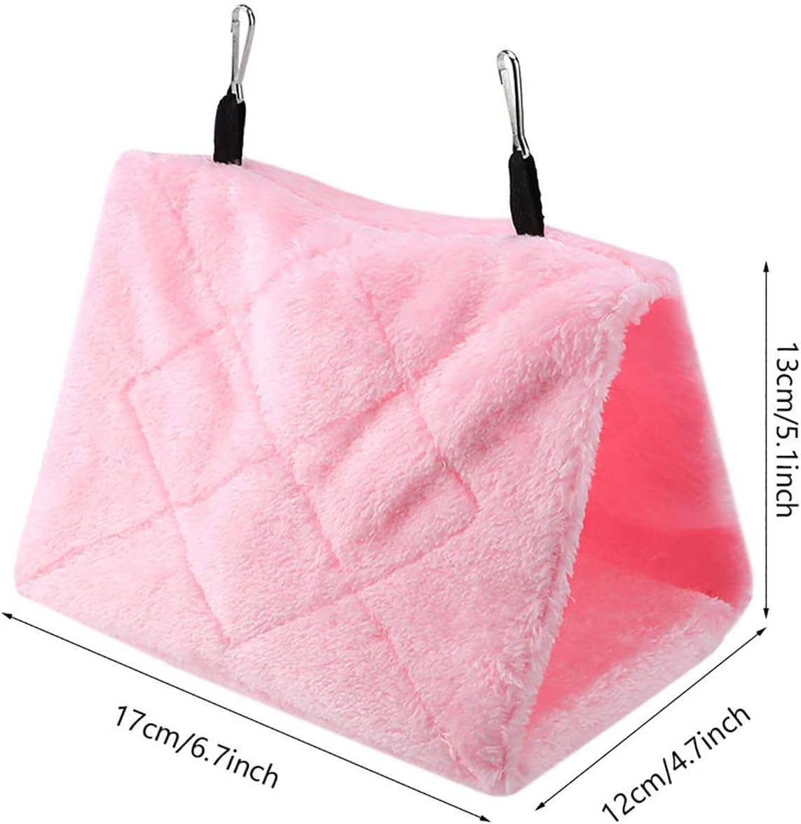 Tent Bird Plush Hanging Cage, Soft Plush Hammock Hanging Cage Tent for Birds Parrot Winter Warm Bed Pet Toy(S-Pink)