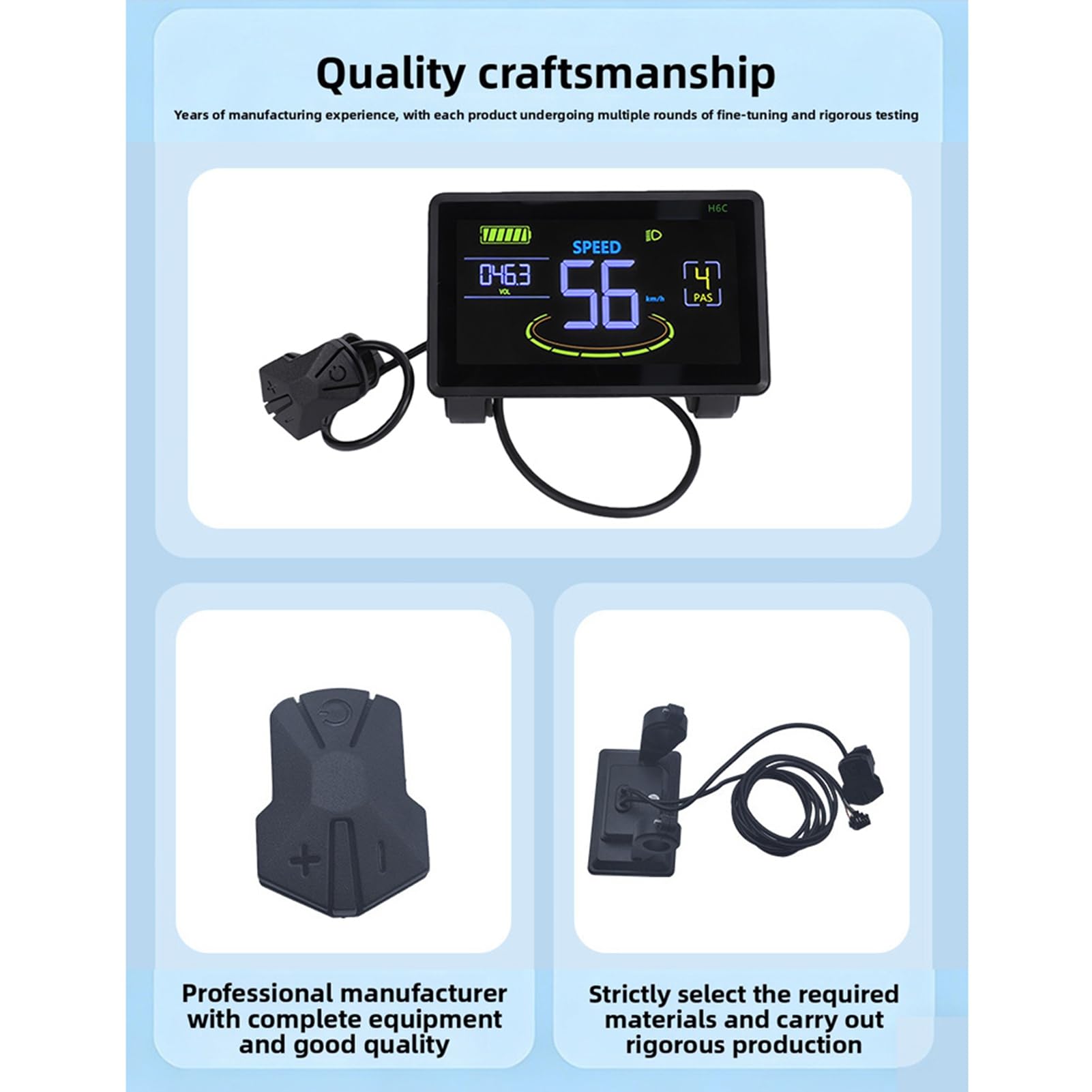 Display LCD per Bici Elettrica, Display per Scooter Elettrico ABS con Connettore Impermeabile 5P, Schermo Trasparente, Sostituzione del Pannello di Controllo per Ciclisti Pendolari e Uso