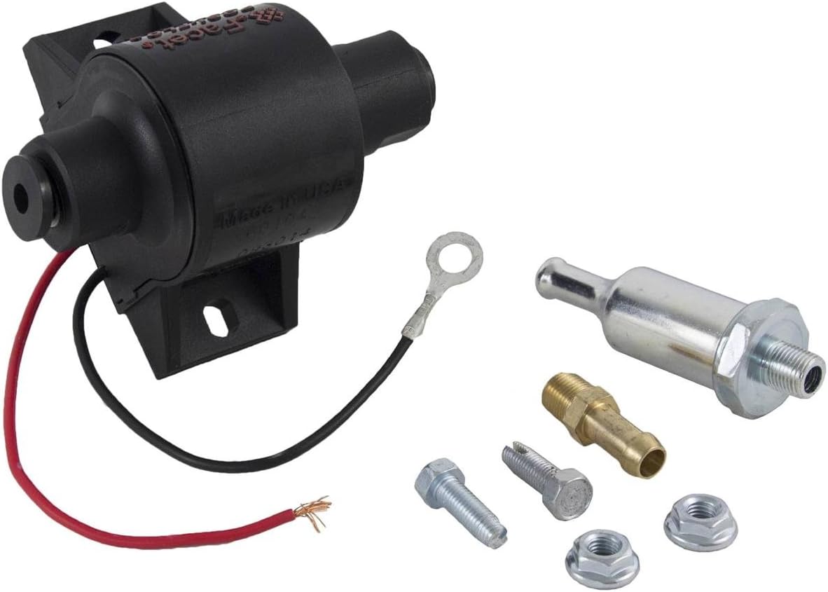 RAREELECTRICAL Solid State Electric Fuel Pump Kit Compatible With Carbureted Engines Cars Trucks Generators Stationary Engines 12V 25 Gph 1.5-4 Psi Facet 60104N Fep04sv