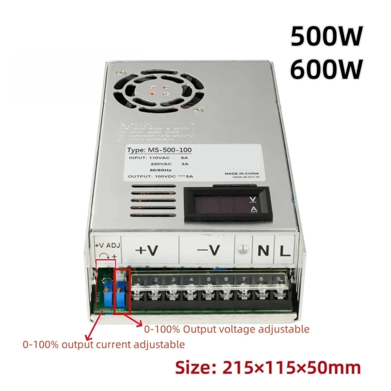Alimentatore switching con display digitale regolabile