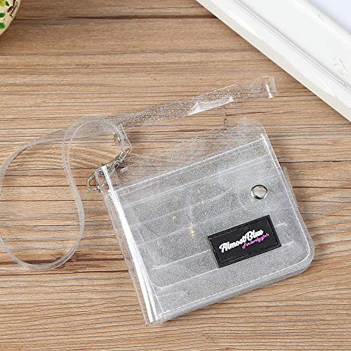 Clear Wallet For Women, Bifold Wallet Purse With Lanyard Cute Jelly Coin Pouch Id Case (Silver) #TOP2