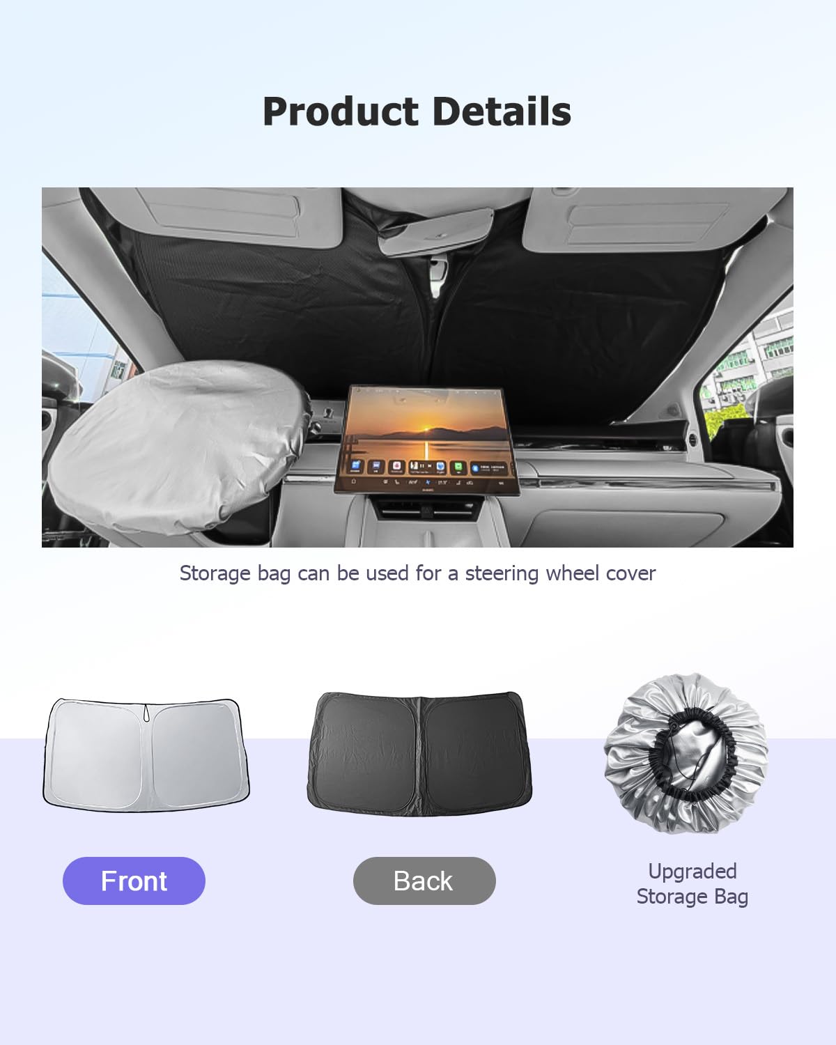 LUWU Pare-soleil de voiture compatible avec Peugeot 2008 e-2008 2019-2023 2024 Pare-soleil pour pare-brise intérieur Pare-soleil Pare-soleil Refroidissement Protection UV 2008 Accessoires