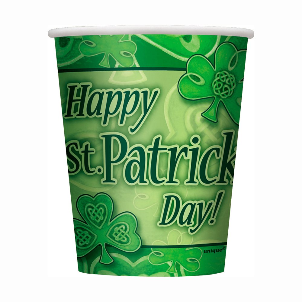 Unique st. patricks clover cups, 8-pieces, 9oz, multicolor