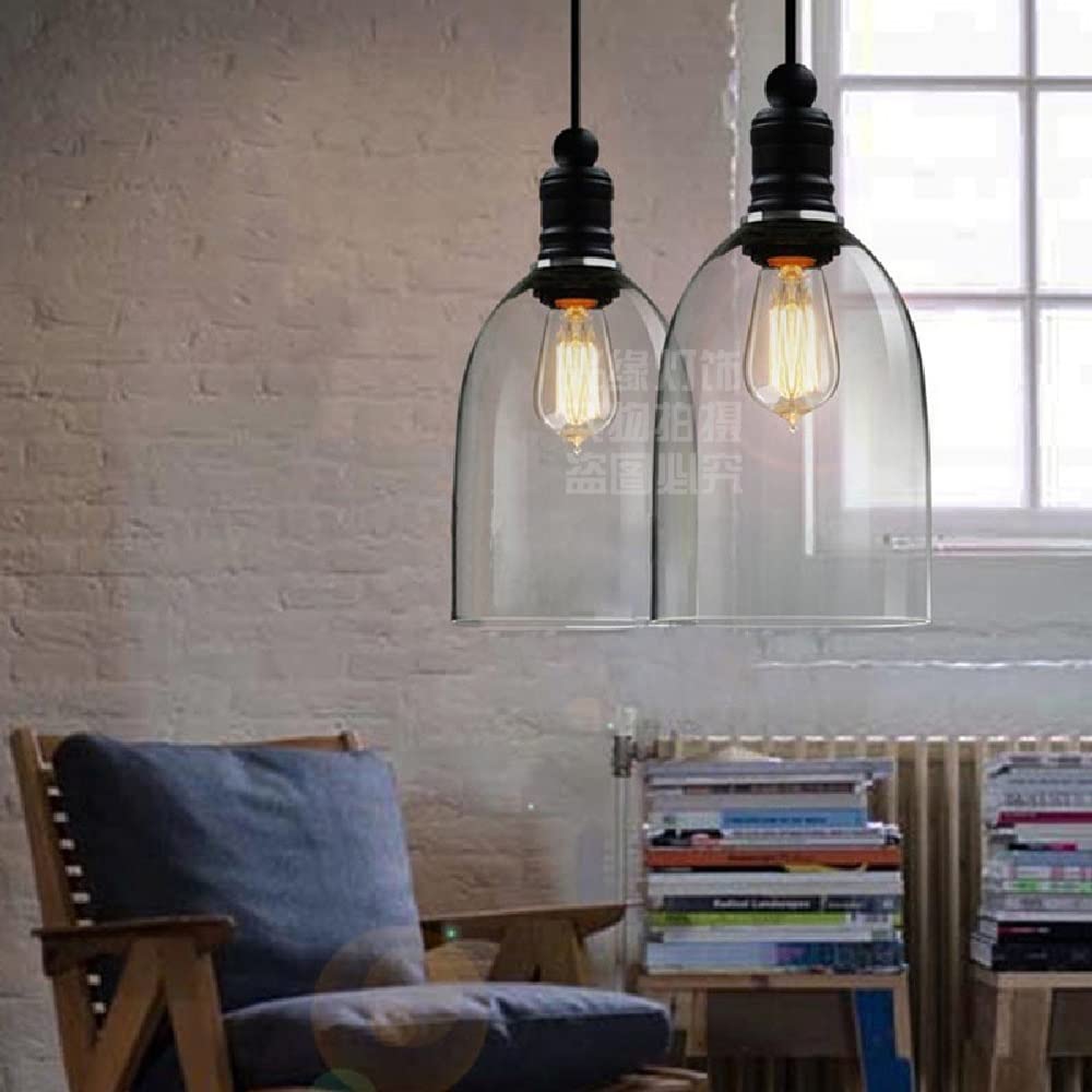 Vintage farmhouse Industrial E27/E26 Podstawa Regulowana wysokość żyrandol Proste wisiorki 1 Light Ręcznie dmuchane szklane szklane salon sufit wiszący światło oświetlenie kuchni Zmiana