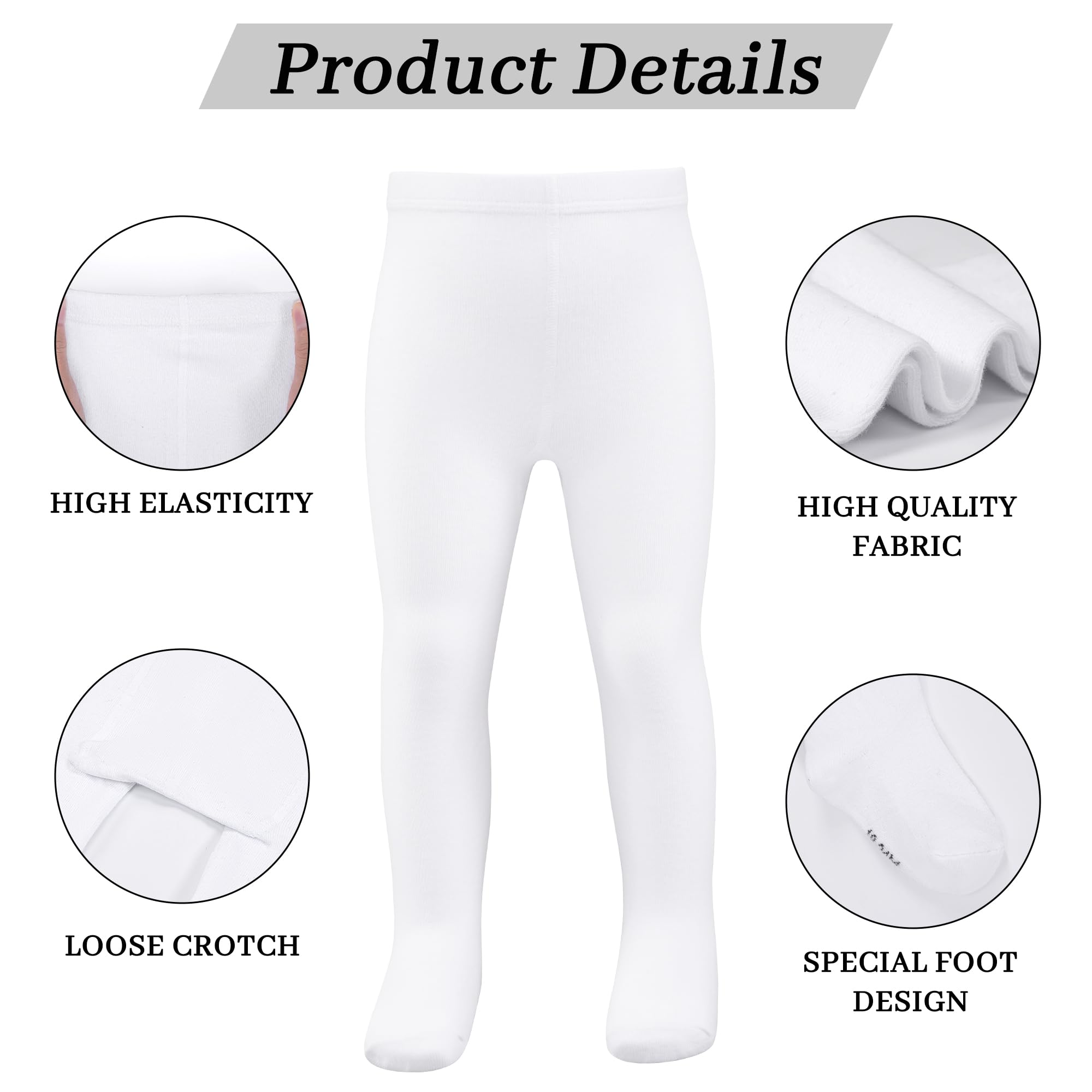 Lot de 4 paires de collants pour bébé fille - En coton - Noir - Blanc - Rose - Gris - 0-24 mois