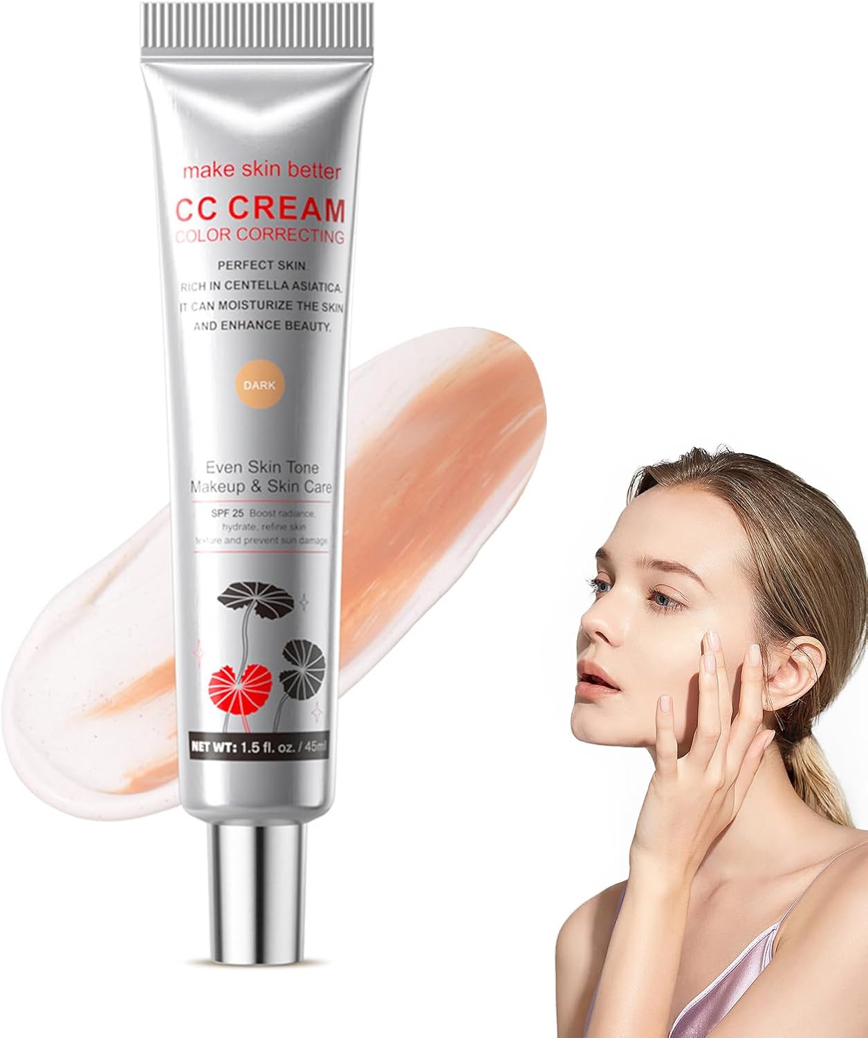 Pre-Makeup Concealer CC Cream, Light Color, Color Correcting CC Cream, Even Skin Tone, Makeup and Skin Care, Long Lasting Moisturizing Concealer (Dark)
