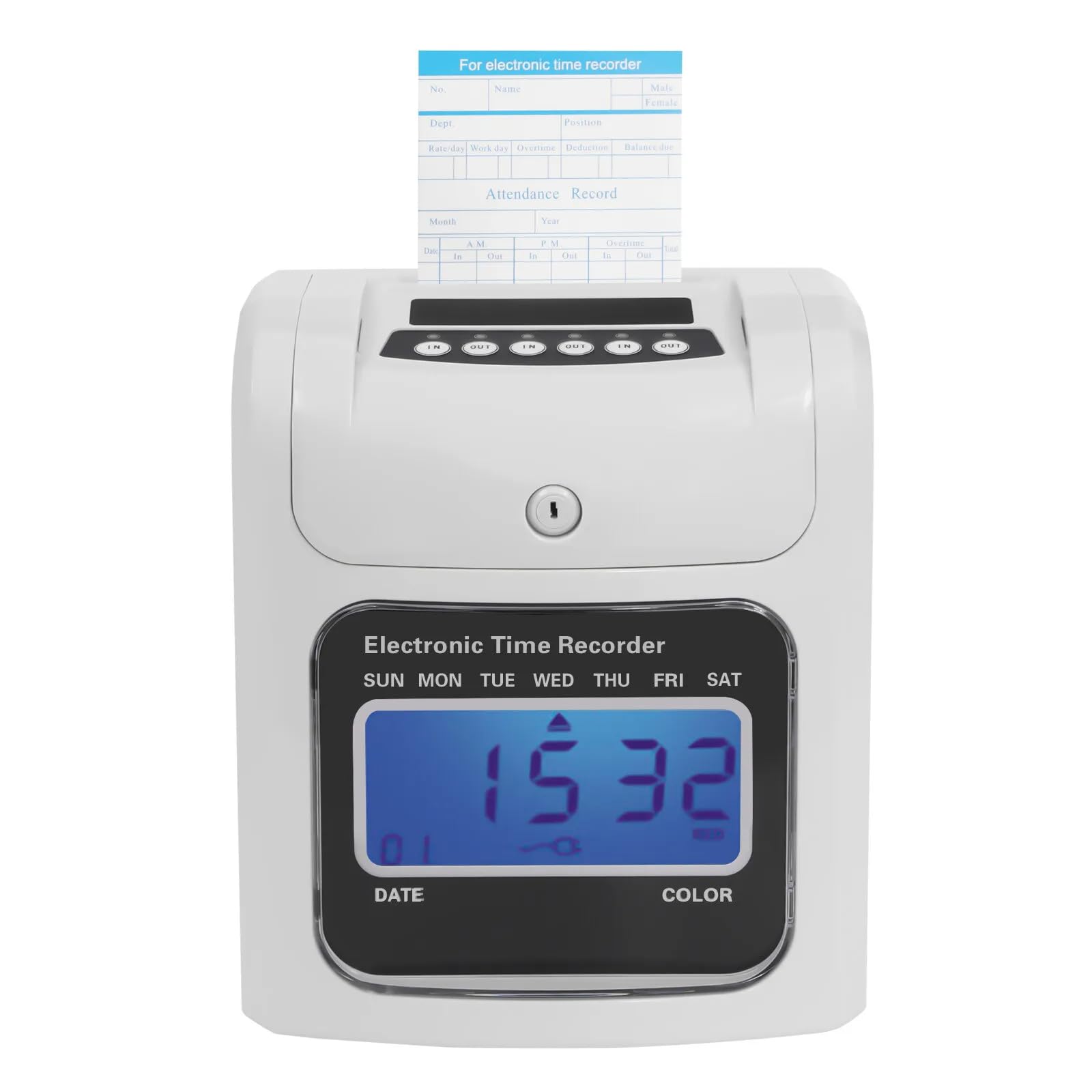 Staff Check in Out Machine LCD Scanner Employee Attendance Machine Employees Thermal Time Punch Clocks with 50 Double-Sided Time Cards