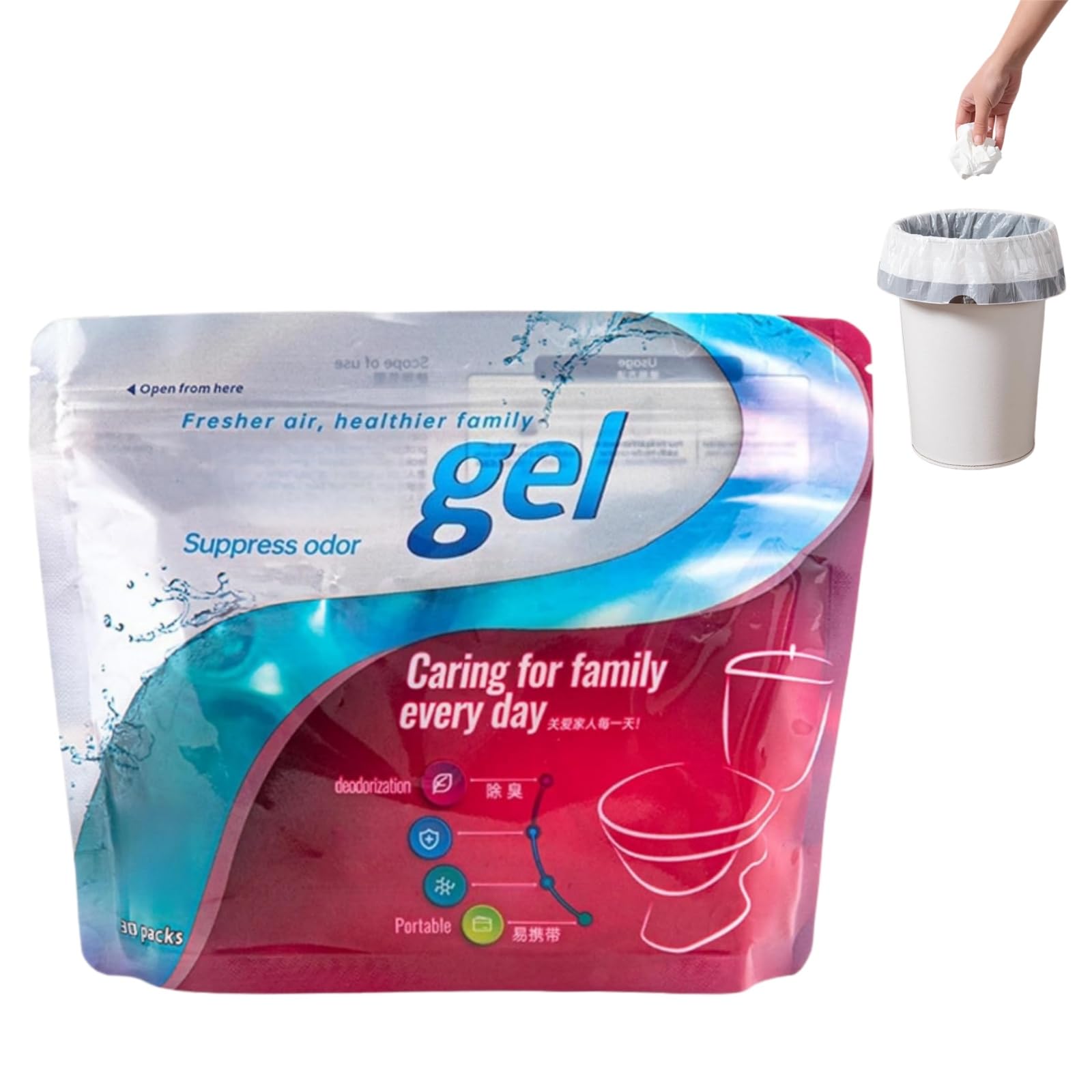 30Pcs Camping Toilets Bags, Portable Toilet Bags & Absorbent Powder Gel