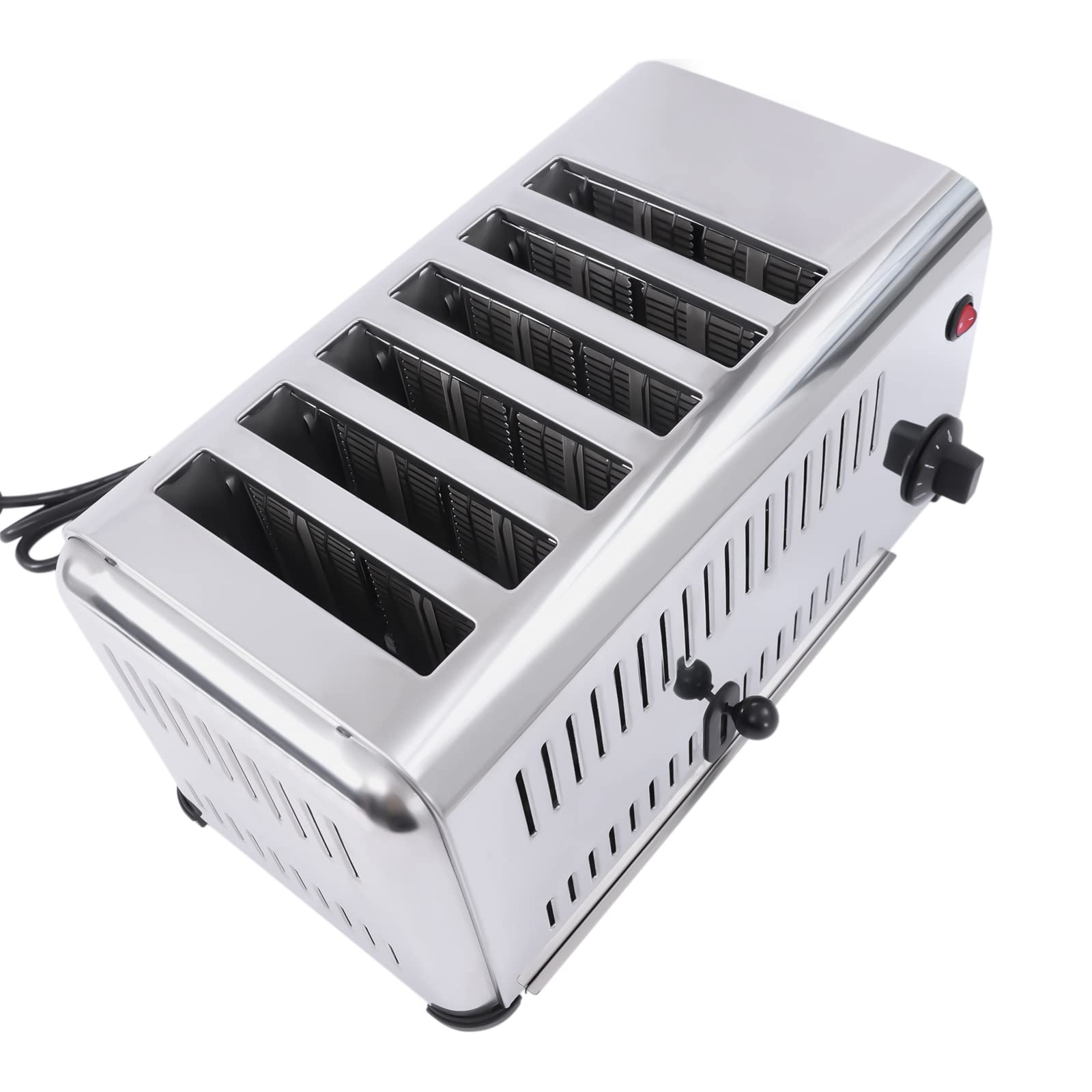 wruoiweods 6 Slice Stainless Steel Commercial Toaster, 1680W 110V with Timer, Crumb Tray, Toaster Countertop for Home Restaurant Bakery