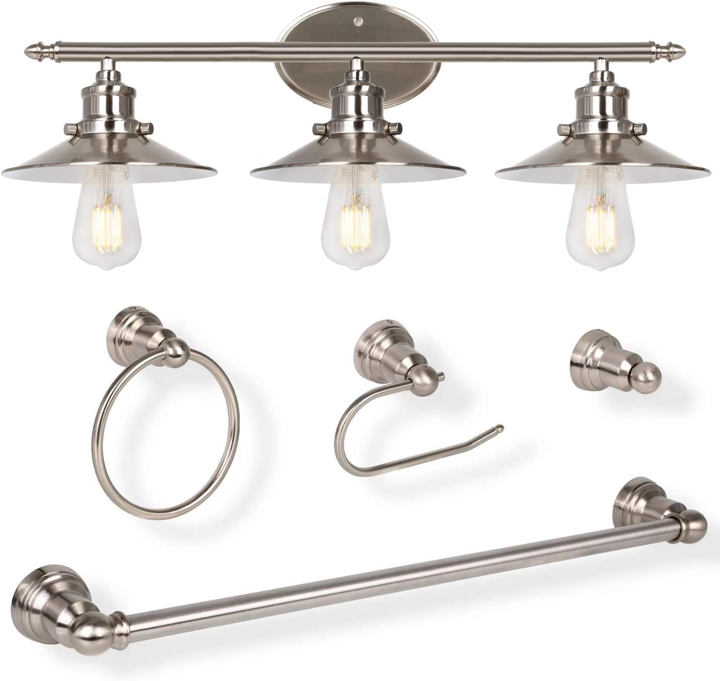 Hykolity 3Light Retro Vanity Light, Brushed Nickel Bathroom Light
