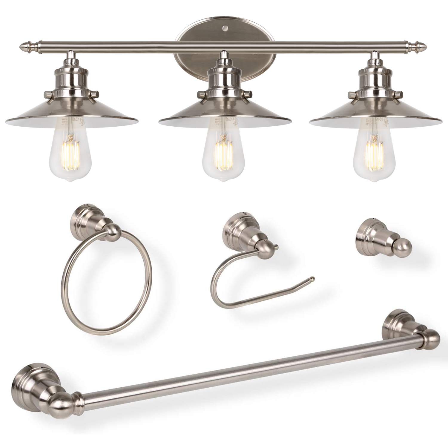 Buy Hykolity 3Light Retro Vanity Light, Brushed Nickel Bathroom Light