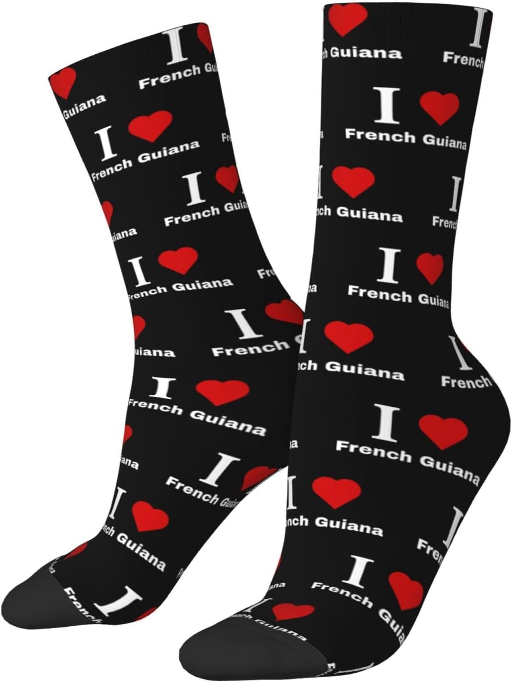 I love French Guiana Socks For Men Women Sport Crew Athletic Running Wicking Socks