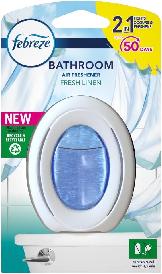 Febreze Bathroom, Continuous Air Freshener Fresh Linen 1 Count : Amazon ...
