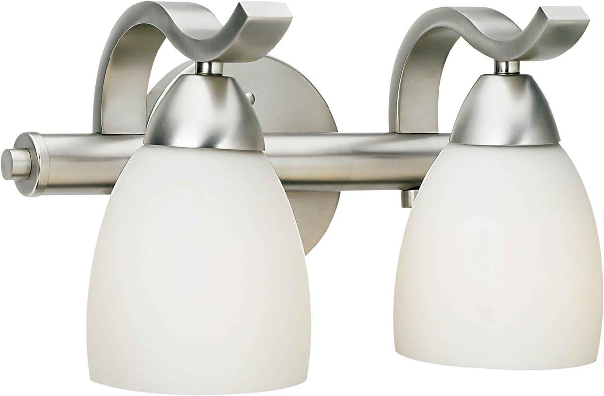 Forte Lighting 5045-02 2 Light 12" Wide Bathroom Fixture from the Bath Collectio, Brushed Nickel