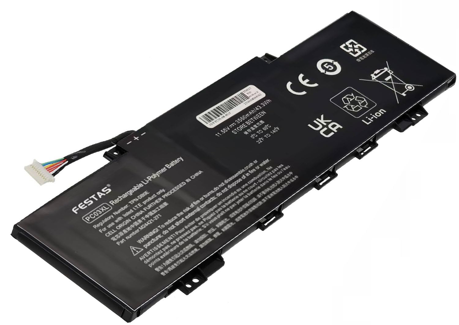 11,55 V 43,3 Wh PC03XL HSTNN-OB1W - Batería compatible con HP Pavilion X360 14-BA 14-DY 14M-DY 14-EK 15-ER Pavilion Aero 13-BE0230A 13-BE0000 Serie TPN-DB0E TPN-W152 M24421-AC1 M21 4648 - 005